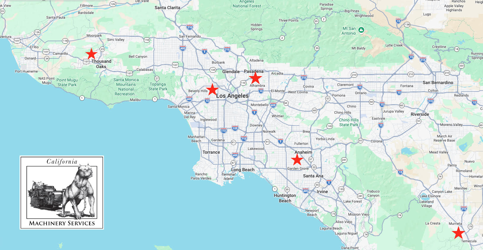 California Machinery Movers service area map
